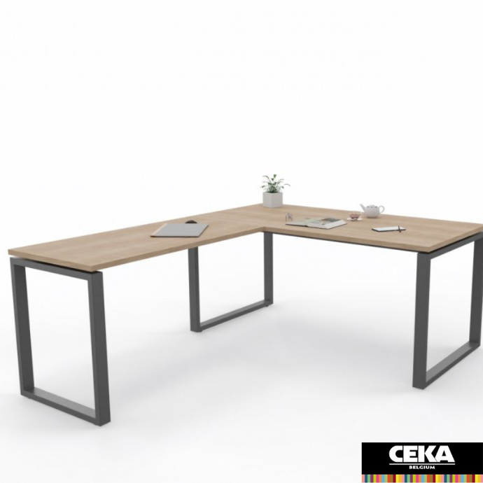 Bureau EM pieds Q fermés plateau décor bois pieds anthracite