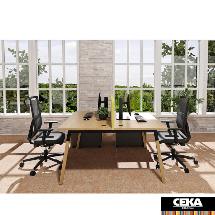 bureau bench op-lite peds bois K carré plateau bois structure colorée