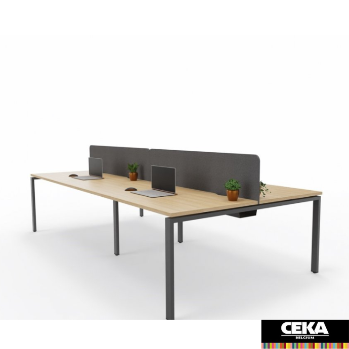 bureau EM bench pieds F plateau bois structure anthracite cloison écran
