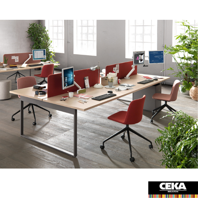 bureau pigreco pieds loop O bench plateau bois pieds grais anthracite
