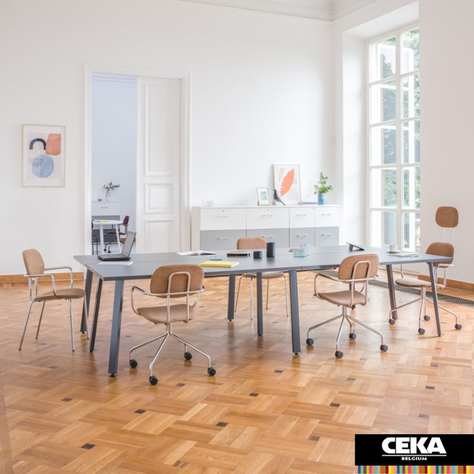 bureau OGI bench pieds A plateau gris structure grise
