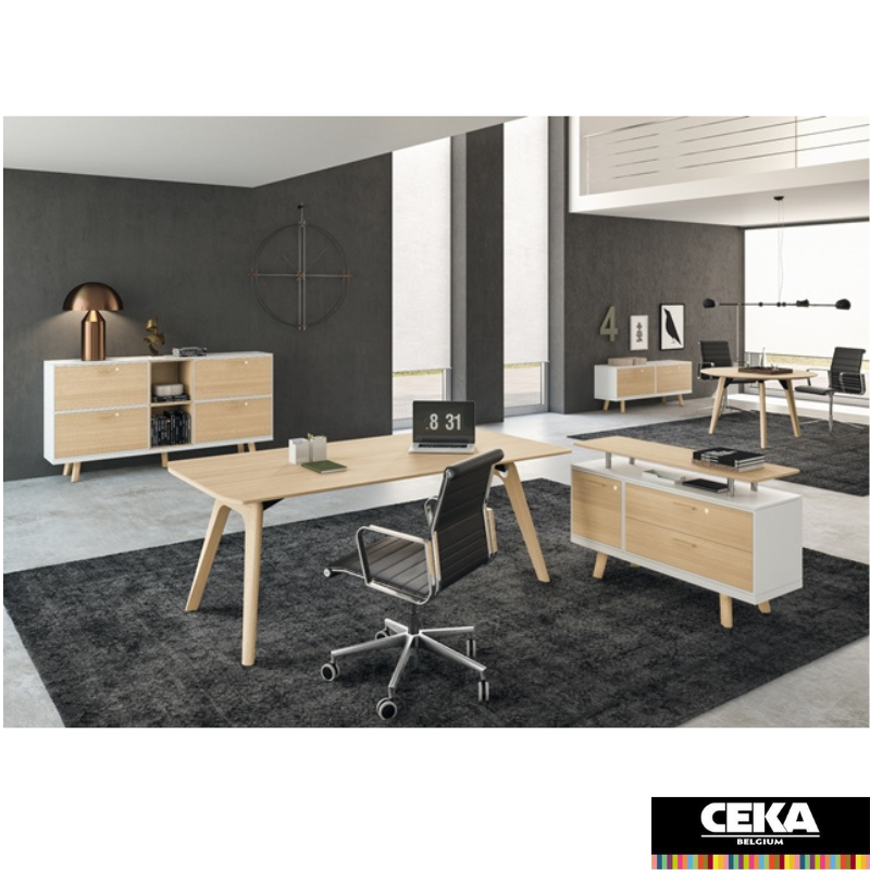 bureau direction rail bralco pieds bois plateaux bois verre marbre