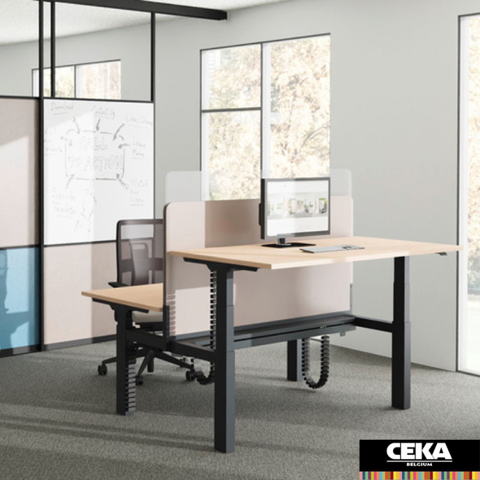 bureau assis-debout styles twin panneau écran