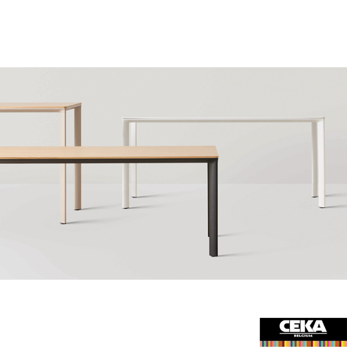table réunion laminar inclass rectagulaire placage décor bois blanc pieds ronds