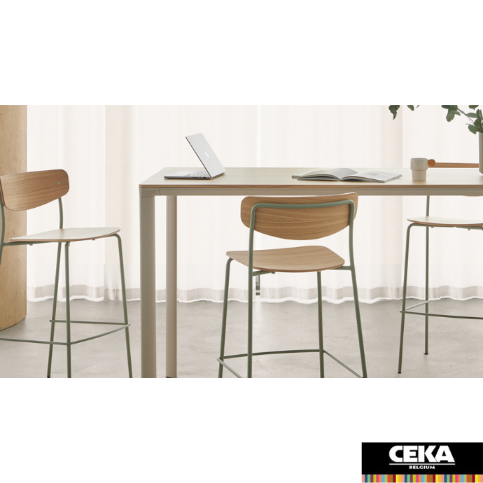 table haute laminar pieds ronds carrés