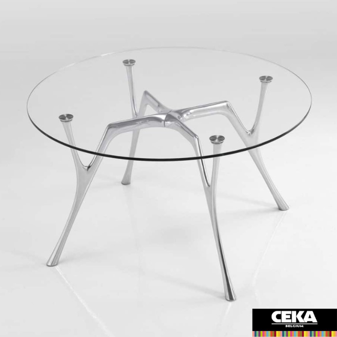 table cafétéria ronde pegaso caimi plateau verre