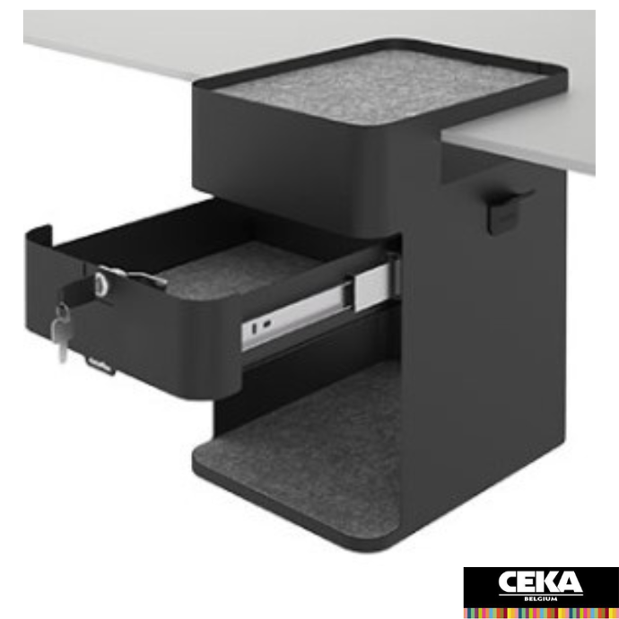 Caissons de rangement, caddy, armoires sur roulettes suspendus bureau ajustable en hauteur blanc noir espace rangement recharge  crochet porte sac