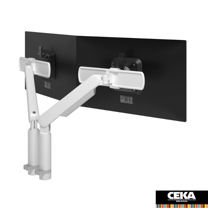 bras pour écran view prime double blanc noir pince clame mural