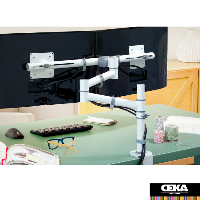 bras pour écran viewgo duo blanc noir pince clame mural